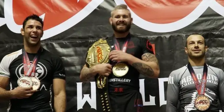 ADCC Open Podium. Lachlan Giles with Gordon Ryan and Buchecha